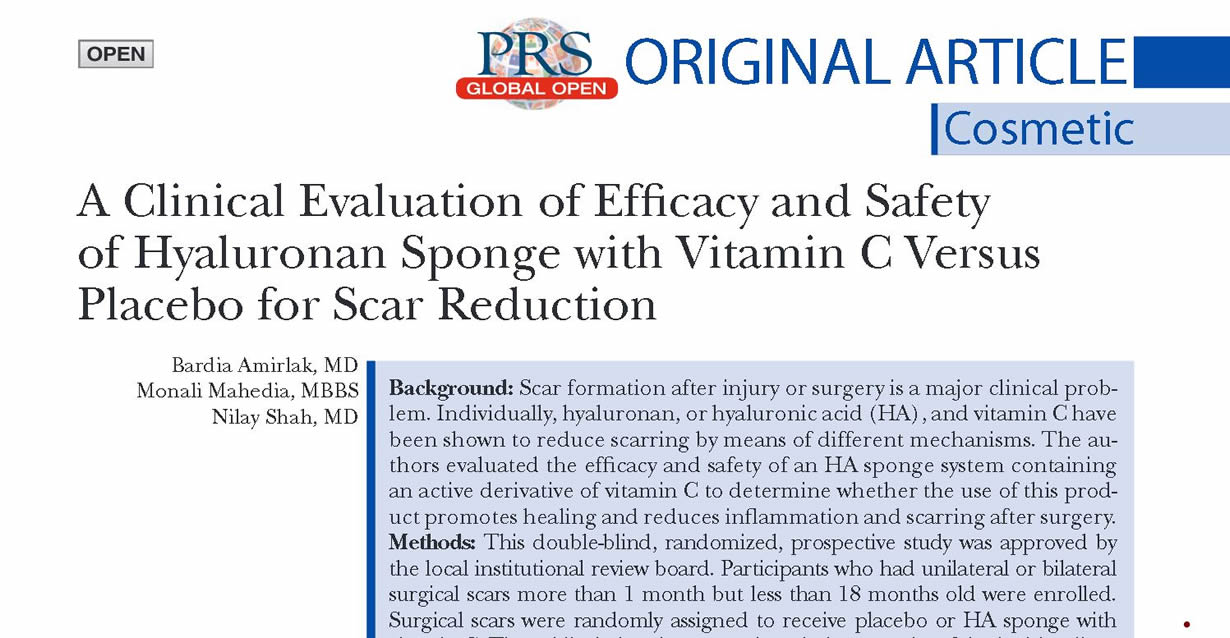 A Clincical Evaluation of Efficacy and Safety of Hyaluronan Sponge with Vitamin C Versus Placebo for Scar Revision