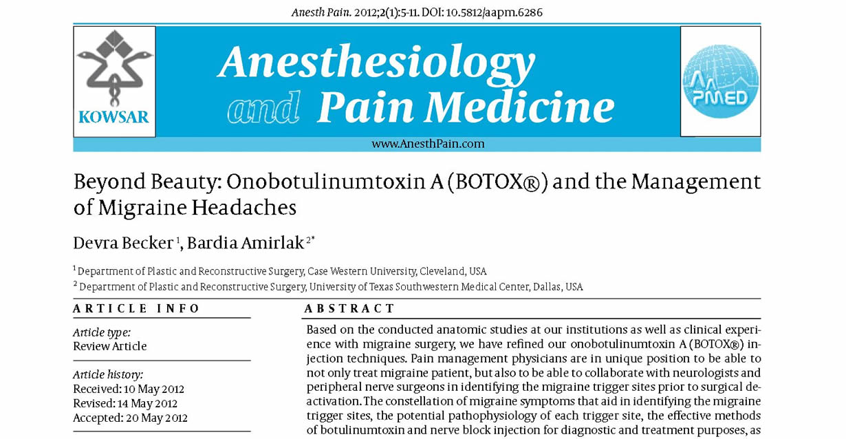 Beyond Beauty: Onobotulinumtoxin A (BOTOX®) and the Management of Migraine Headaches