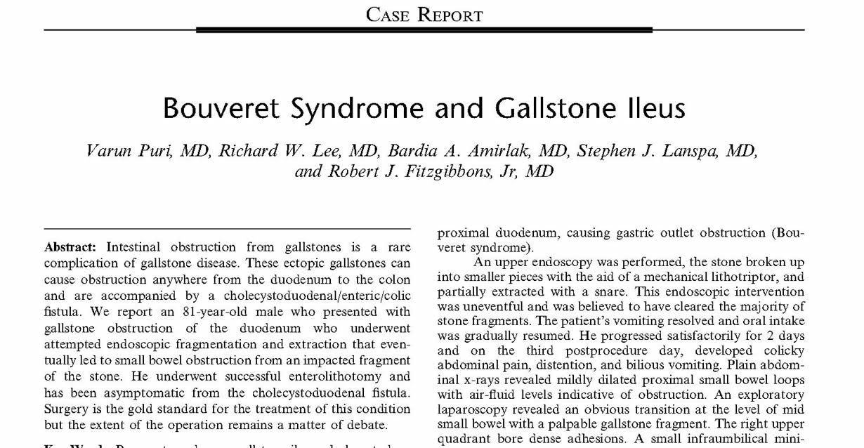 Bouveret syndrome and gallstone ileus