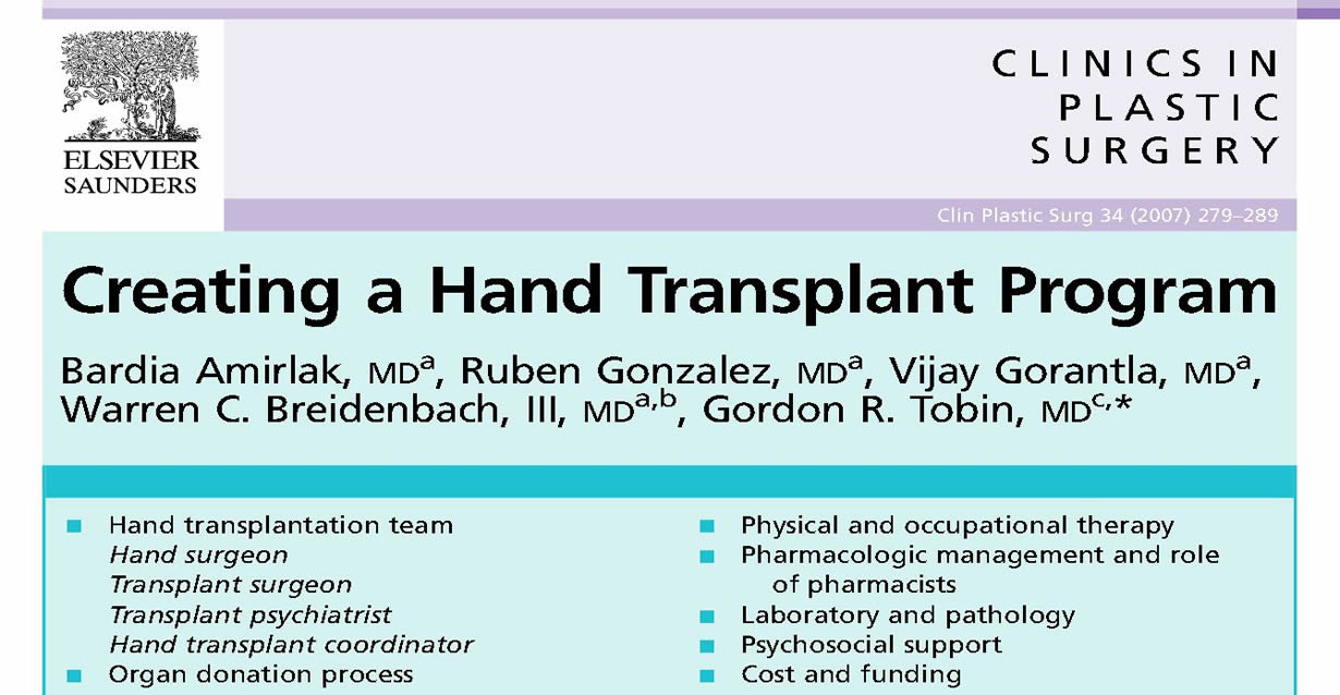 Creating a hand transplant program