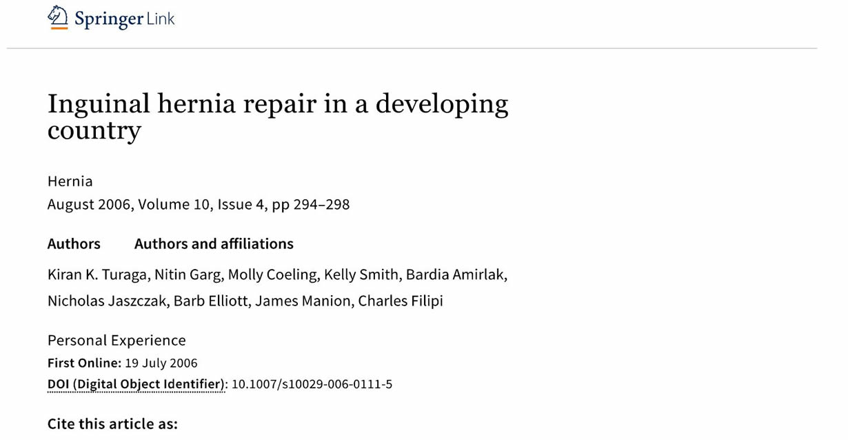 Inguinal hernia repair in a developing country