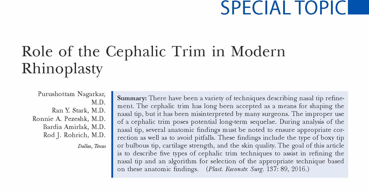 Role of the Cephalic Trim in Modern Rhinoplasty
