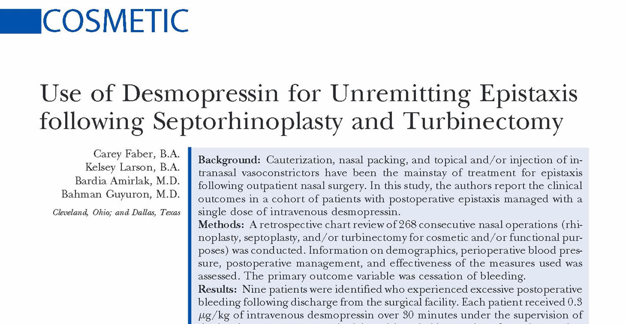 Use of desmopressin for unremitting epistaxis following septorhinoplasty and turbinectomy